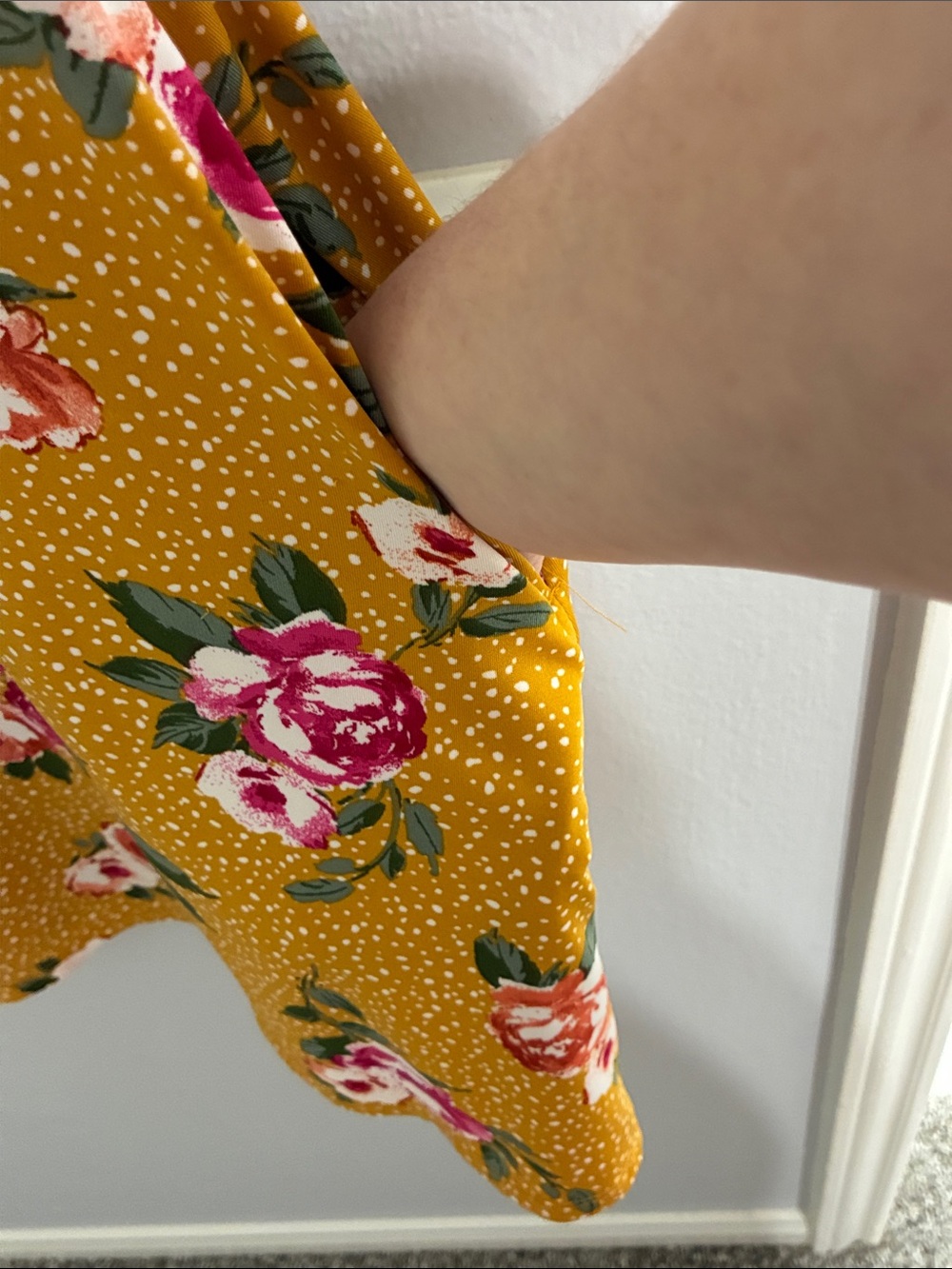Apt. 9 Mustard Floral Sleeveless A-Line Dress with Pockets & Keyholes - Size L - Picture 5 of 12